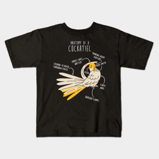 Lutino Cockatiel Anatomy Kids T-Shirt